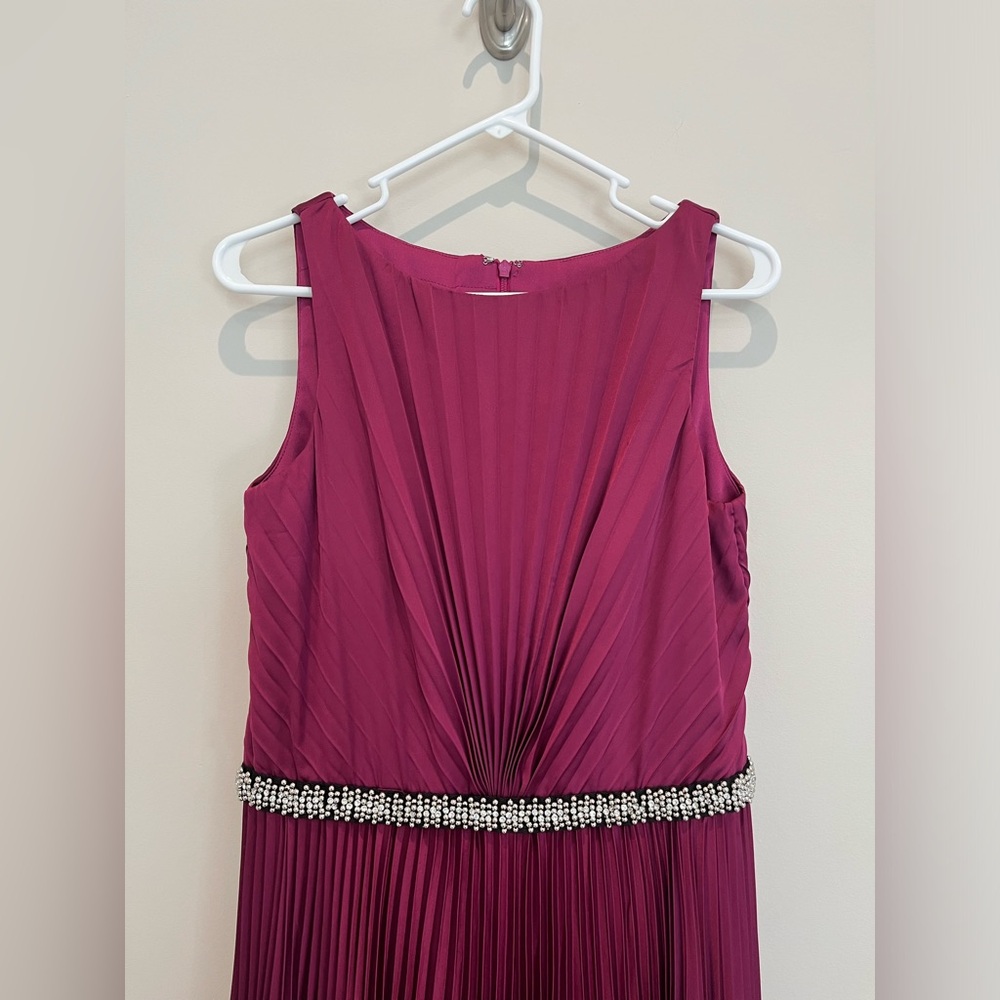 Ieena for Mac Duggal Crystal Pleated Satin A-Line Gown - Picture 6 of 9